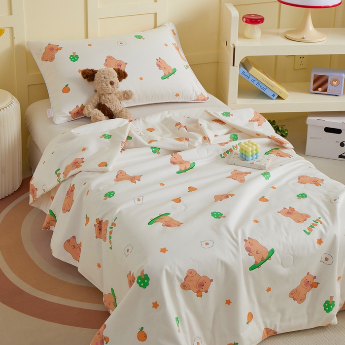 91家纺网 家纺一手货源 找家纺 ds生活馆 2025新款儿童学生纯棉精梳棉系列单夏被 滑板巴拉