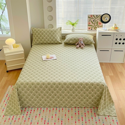 91家纺网 家纺一手货源 找家纺 （总）春皖家纺 2025新款A类全棉简约老粗纱布四件套风格一-普通款单床单