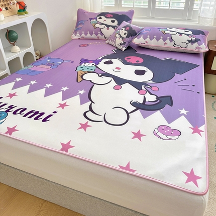 ds生活馆 2025新款大版卡通牛奶丝凉席冰激凌库洛米