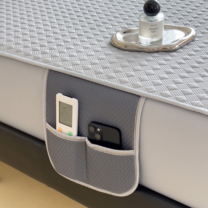 91家纺网 家纺一手货源 找家纺 席世家 2025新款凉感席冰豆豆席子三套件凉席床笠 小方格珍珠灰-床笠款