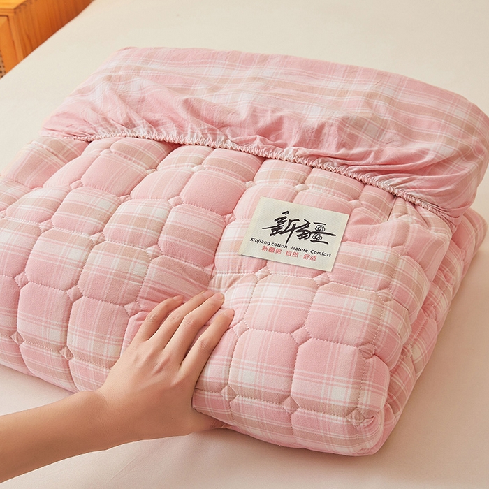91家纺网 家纺一手货源 找家纺 喜居家纺2025新款A类水洗棉夹棉棉花床笠垫 棉-初见格