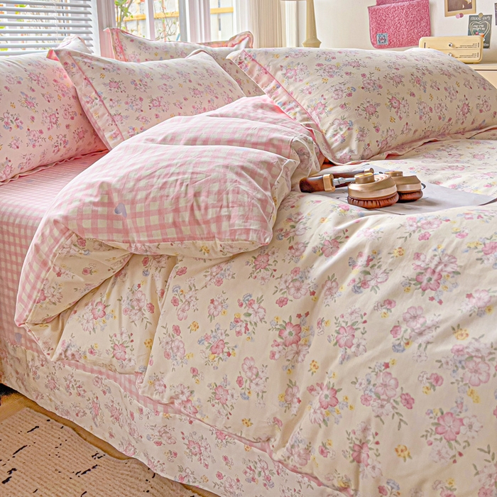 91家纺网 家纺一手货源 找家纺 暖芯优选 2025新款全棉纯棉一字绣四件套系列 春日限定