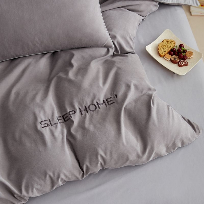 91家纺网 家纺一手货源 找家纺 恋之语 2025新款110克麻绳双拼刺绣单被套 深灰+浅灰