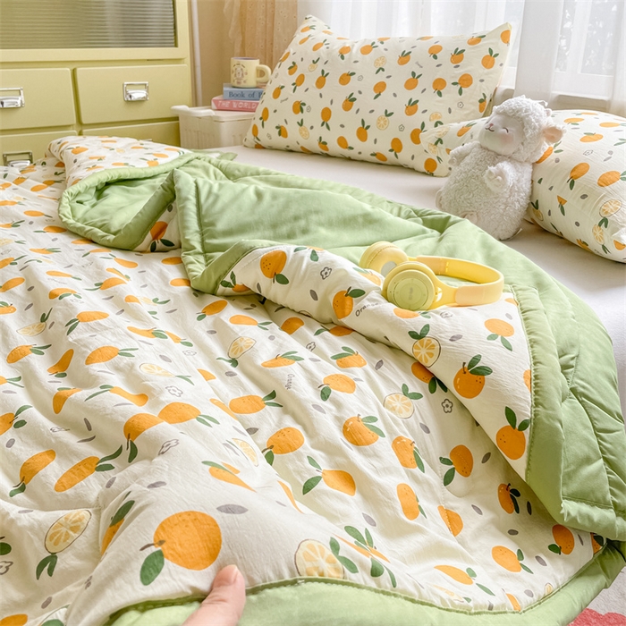 91家纺网 家纺一手货源 找家纺 美澳家纺 2025新款水洗棉印花夏被夏凉被空调被 小橘子