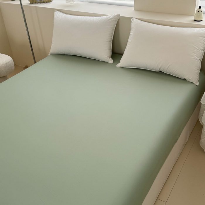 91家纺网 家纺一手货源 找家纺 艾迪尚家纺 2025新款A类纯色双拼长绒棉纯棉刺绣系列单品床笠 床笠单件（有单品 可定制） 黄芽翠眠