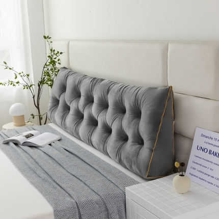 色鬼布艺 2025新款多功能三角楔形枕头带口袋 浅银灰