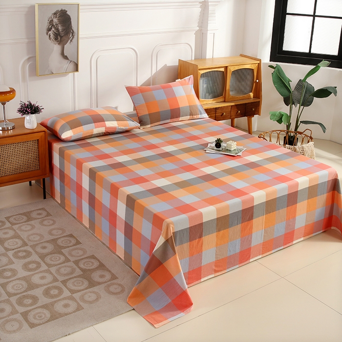 91家纺网 家纺一手货源 找家纺 恋之语家纺 2025新款全棉纯棉色织床单单品单床单床单单件 爱玛橙