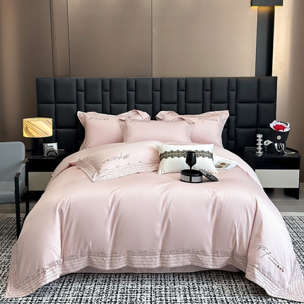 家居1号家纺 2025新款全工艺长绒棉四件套 米兰-浅粉