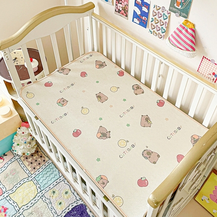 富馨莱 2025新款幼儿园古藤席冰丝席双面可用儿童凉席双面凉感 萌萌巴拉