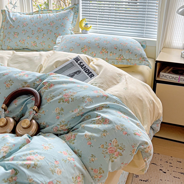 91家纺网 家纺一手货源 找家纺 暖芯优选 2025新款全棉纯棉一字绣四件套系列 素雅花香