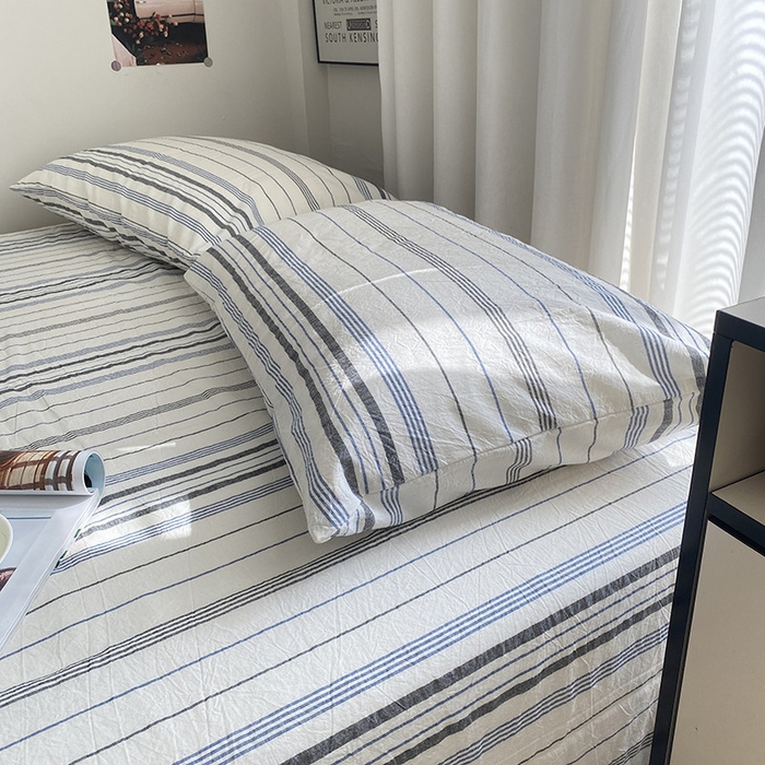 91家纺网 家纺一手货源 找家纺 艾咪-Amy ntmy 2025新款全棉纯棉色织水洗棉单品-平铺款 漫悠蓝灰