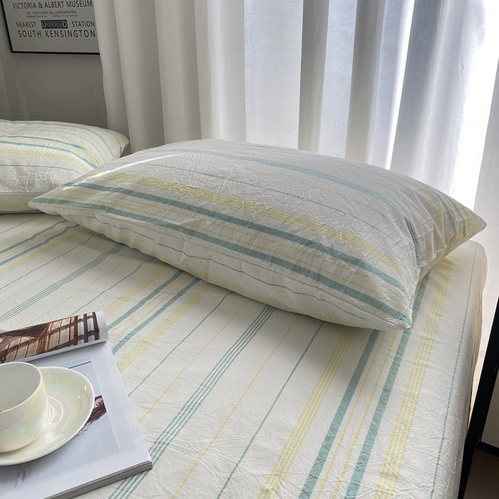 91家纺网 家纺一手货源 找家纺 艾咪-Amy ntmy 2025新款全棉纯棉色织水洗棉单品-平铺款 漫悠黄绿