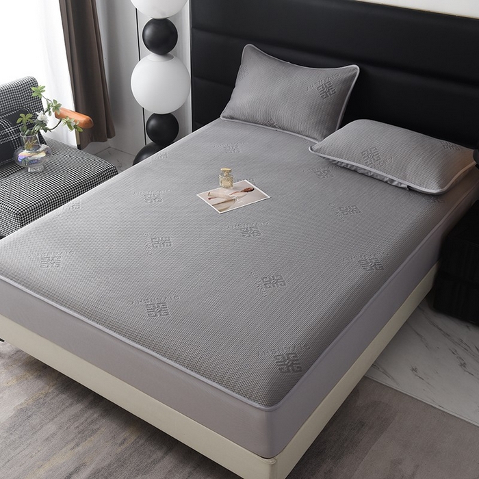 91家纺网 家纺一手货源 找家纺 绒多多 2025新款A类凉感冰豆豆席子凉席床笠款 绅士灰