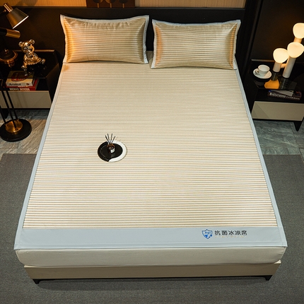 999家纺 2025新款轻柔丝抗菌冰丝藤凉席（复合三明治款）宽包刺绣冰丝软席藤席 抗菌三明治冰丝藤席冰川-时尚咖