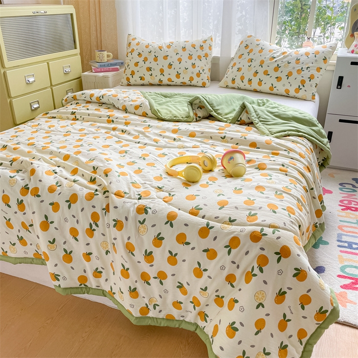 91家纺网 家纺一手货源 找家纺 美澳家纺 2025新款水洗棉印花夏被夏凉被空调被 小橘子