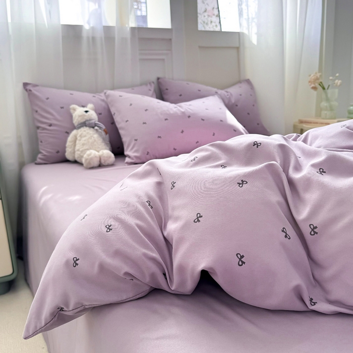 91家纺网 家纺一手货源 找家纺 丝芙妮家居2025新款水洗针织棉双层纱印花四件套 语薇