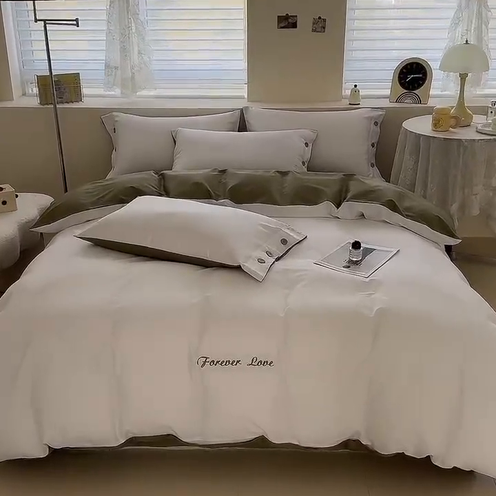 91家纺网 家纺一手货源 找家纺 艾迪尚家纺 2025新款A类纯色双拼长绒棉纯棉刺绣系列单品被套 被套单件（有单品 可定制） 轻奢翠盏