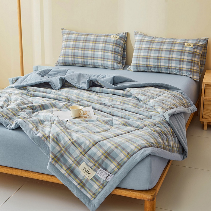 91家纺网 家纺一手货源 找家纺 恋人优选 2025新款纯棉色织水洗夏被 莫妮兰