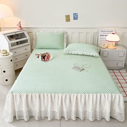 91家纺网 家纺一手货源 找家纺 （总）佰亿莱2025新款凉感豆豆床裙凉席三件套