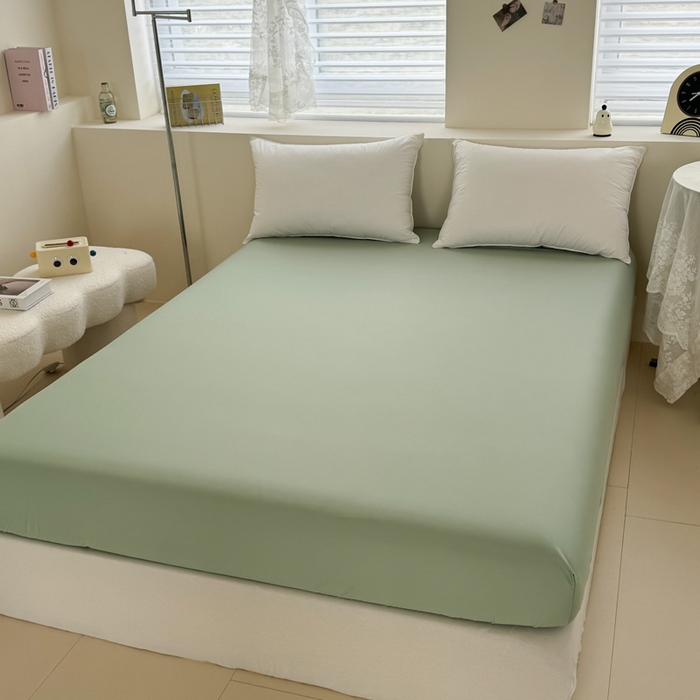 91家纺网 家纺一手货源 找家纺 艾迪尚家纺 2025新款A类纯色双拼长绒棉纯棉刺绣系列单品床笠 床笠单件（有单品 可定制） 黄芽翠眠