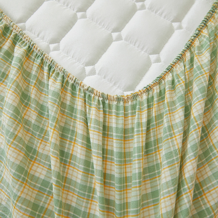 91家纺网 家纺一手货源 找家纺 喜居家纺2025新款A类水洗棉夹棉棉花床笠垫 棉-乐可绿