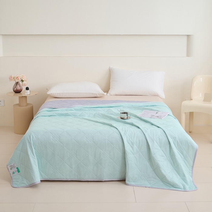 91家纺网 家纺一手货源 找家纺 （总）畅销被业 2025新款A类凉感丝纯色压花夏被系列直播外贸跨境