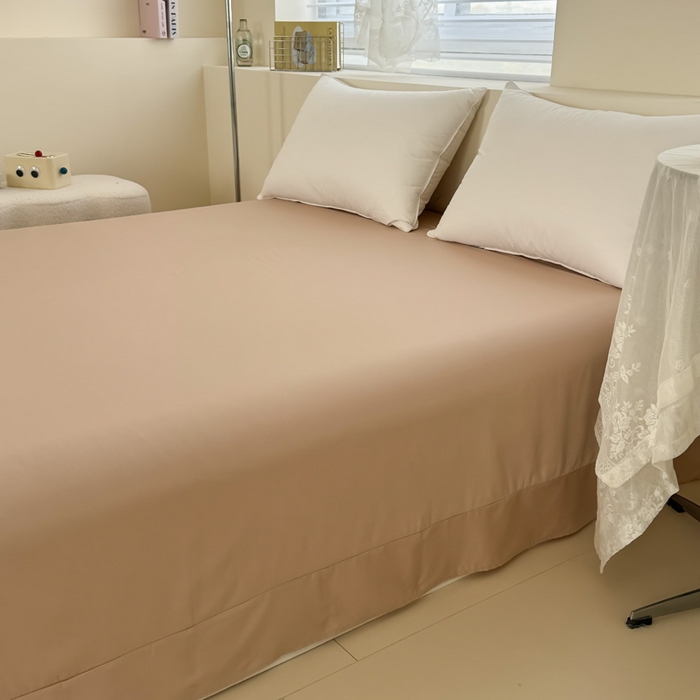 91家纺网 家纺一手货源 找家纺 艾迪尚家纺 2025新款A类纯色双拼长绒棉纯棉刺绣系列单品床单 床单单件（有单品 可定制） 灰杏谧境