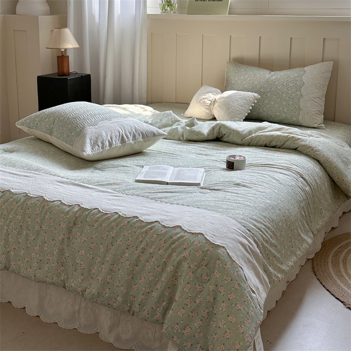 91家纺网 家纺一手货源 找家纺 暖生活 2025新款60支全棉单层纱大豆被 绿茵