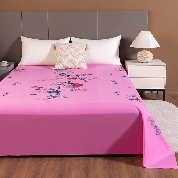 91家纺网 家纺一手货源 找家纺 居美良品 2025新款国民老上海100%全棉床单 牡丹绽放-粉色