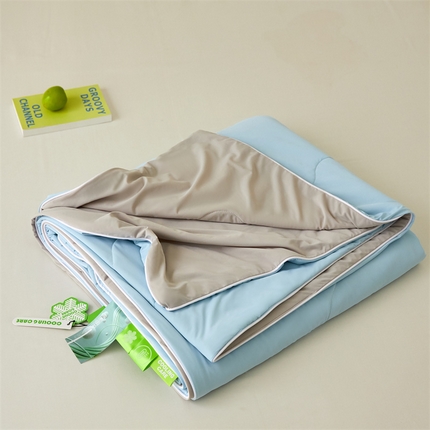 头等舱  2025新款锦氨凉感A类20大豆7A抗菌纯色空调被夏凉被夏被（配礼盒） 海水兰＋烟灰