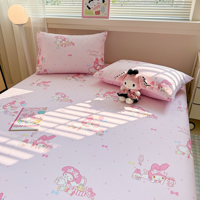 91家纺网 家纺一手货源 找家纺 呗旺鹿 2025新款正版三丽鸥全棉13372单品床笠 童趣美乐蒂