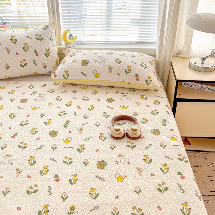 91家纺网 家纺一手货源 找家纺 羽爱家纺 2025全棉13372新疆棉花床盖三件套向日葵