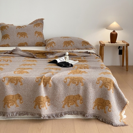 麻依 2025新款全棉四层纱布流苏毯旅行披肩休闲毛巾被 绵绵向上