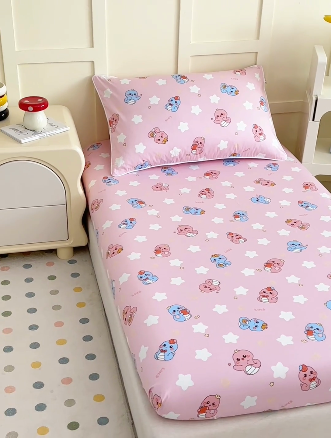 91家纺网 家纺一手货源 找家纺 ds生活馆 2025新款儿童纯棉精梳棉系列单床笠 水果恐龙