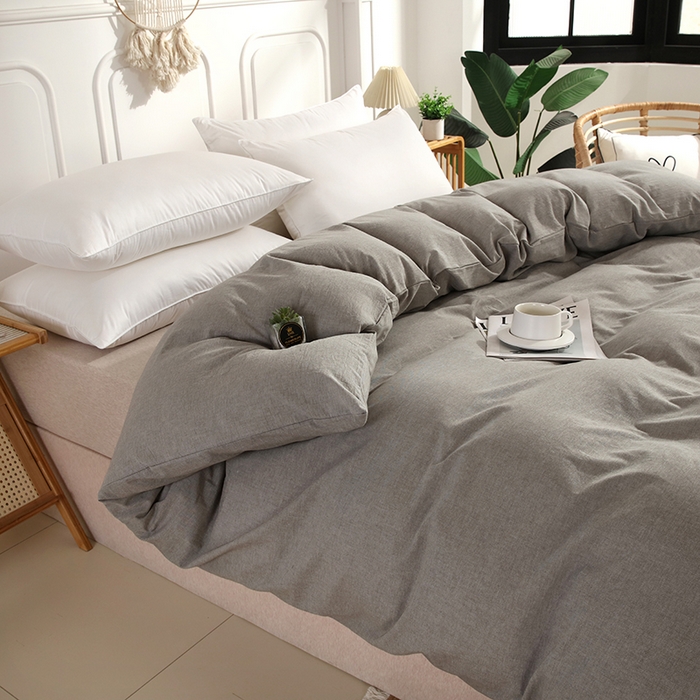 91家纺网 家纺一手货源 找家纺 恋之语 2025新款全棉纯棉色织被套单品单被套被套单件 冰山灰