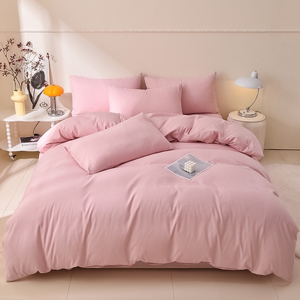 91家纺网 家纺一手货源 找家纺 （总）迪拜家纺 2025新款加厚水洗棉四件套-纯色双拼