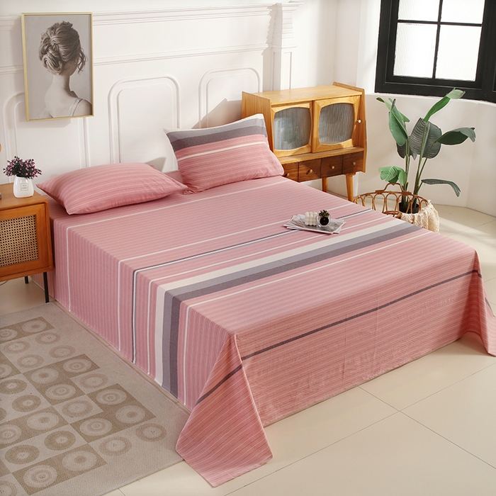 91家纺网 家纺一手货源 找家纺 恋之语家纺 2025新款全棉纯棉色织床单单品单床单床单单件 丽人粉