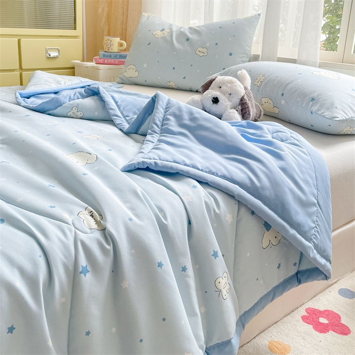 91家纺网 家纺一手货源 找家纺 美澳家纺 2025新款水洗棉印花夏被夏凉被空调被 心悦狗