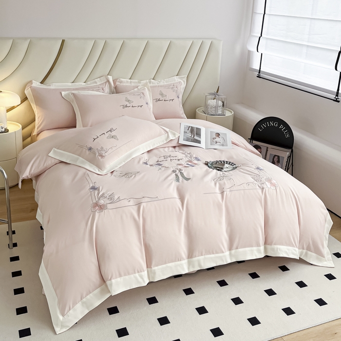 91家纺网 家纺一手货源 找家纺 （总）恋之语 2025新款水洗棉刺绣四件套-锦绣花