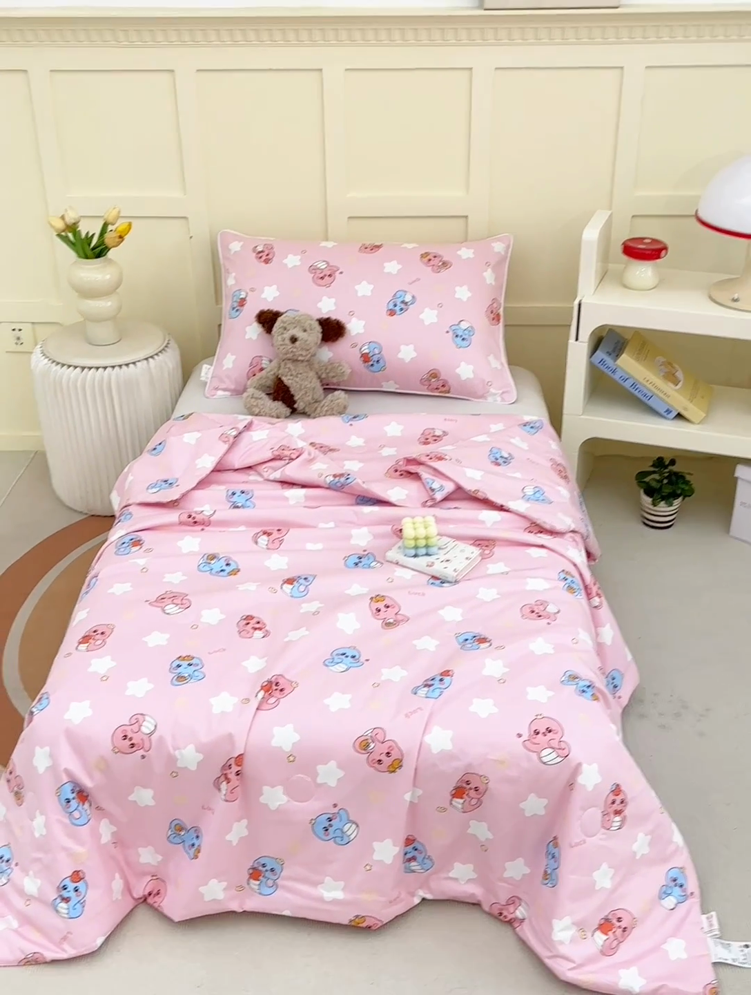 91家纺网 家纺一手货源 找家纺 ds生活馆 2025新款儿童学生纯棉精梳棉系列单夏被 水果恐龙