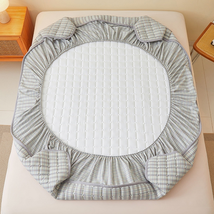 91家纺网 家纺一手货源 找家纺 喜居家纺2025新款A类水洗棉夹棉棉花床笠垫 棉-乐可灰