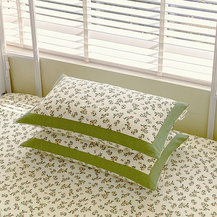 91家纺网 家纺一手货源 找家纺 （总）春皖家纺 2025新款A类全棉简约老粗纱布四件套风格一-工艺款单枕套