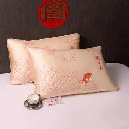 糖果枕芯 2025新款金玉良缘婚庆枕芯结婚随礼大红枕头枕芯 金玉良缘-金色48*74cm/只