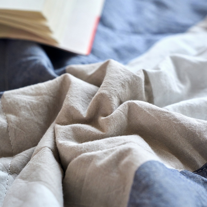 91家纺网 家纺一手货源 找家纺 恋人优选 2025新款纯棉色织水洗夏被 蓝大格