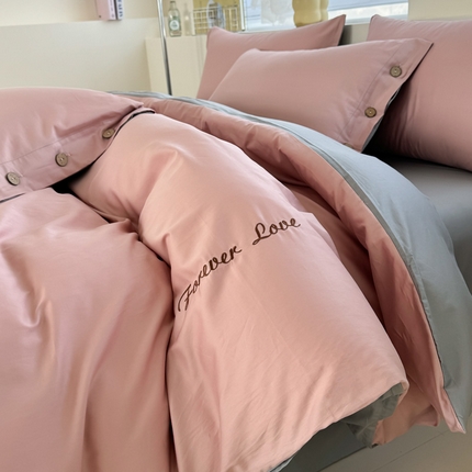 91家纺网 家纺一手货源 找家纺 （总）2025新款A类纯色双拼长绒棉纯棉刺绣四件套