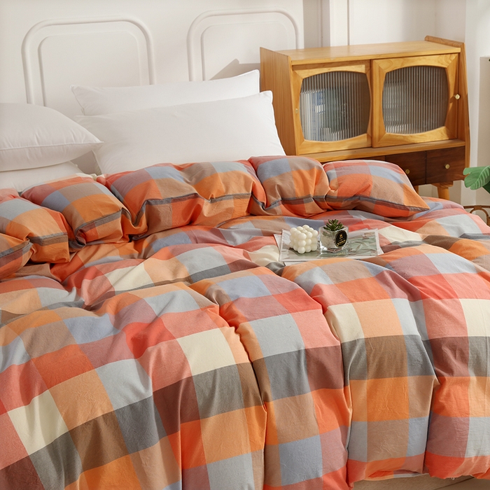 91家纺网 家纺一手货源 找家纺 恋之语 2025新款全棉纯棉色织被套单品单被套被套单件 爱玛橙