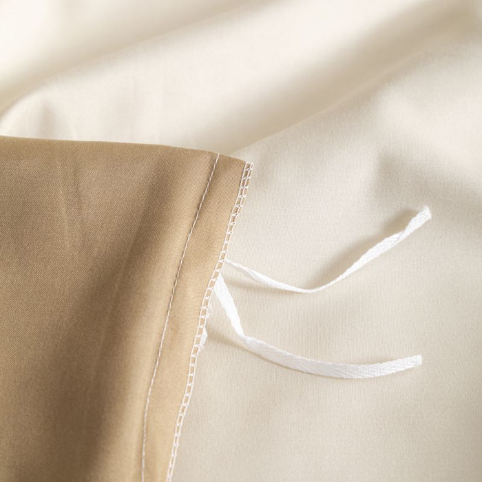 91家纺网 家纺一手货源 找家纺 恋之语 2025新款90克纯色双拼四件套 奶茶+摩卡棕