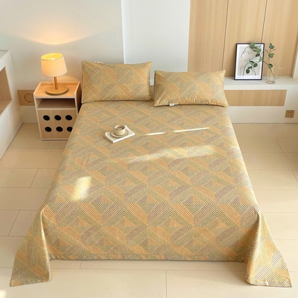 91家纺网 家纺一手货源 找家纺 （总）春皖家纺 2025新款A类全棉简约老粗纱布四件套风格一-普通款单床单