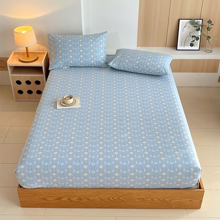 91家纺网 家纺一手货源 找家纺 （总）春皖家纺 2025新款A类全棉简约老粗纱布四件套风格一-普通款单床笠