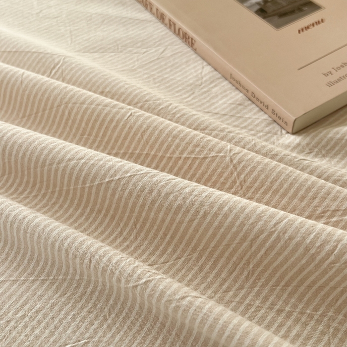 91家纺网 家纺一手货源 找家纺 恋之语家纺 2025新款全棉纯棉色织枕套单品单枕套枕套单件 条纹咖